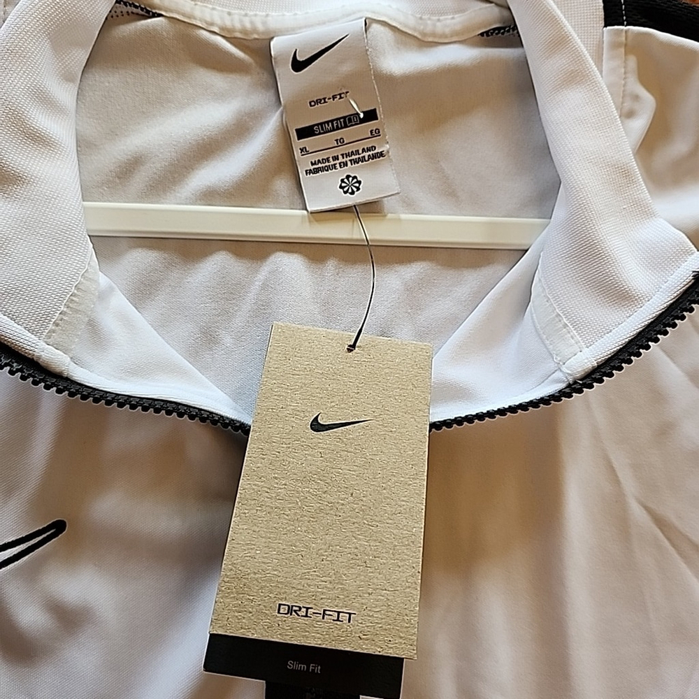 Nike Men's Dri-Fit Slim Fit XL White/Black Track Jacket Full Zip Soccer/Football - Picture 3 of 7